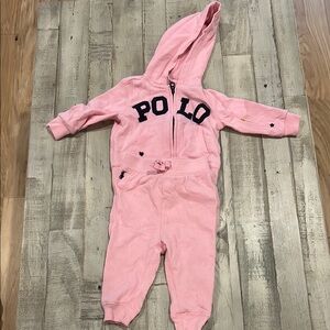 Polo by Ralph Lauren Kids Pink Hooded matching set- 9 months